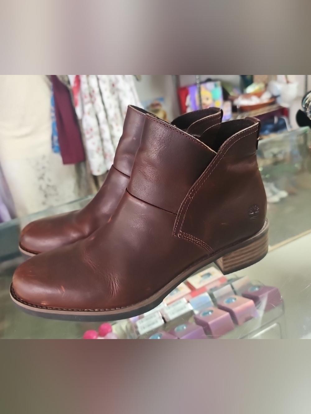 Timberland Womens Sutherlin Bay Chelsea Ankle Boots Brown Leather A18YU Size 8.5
